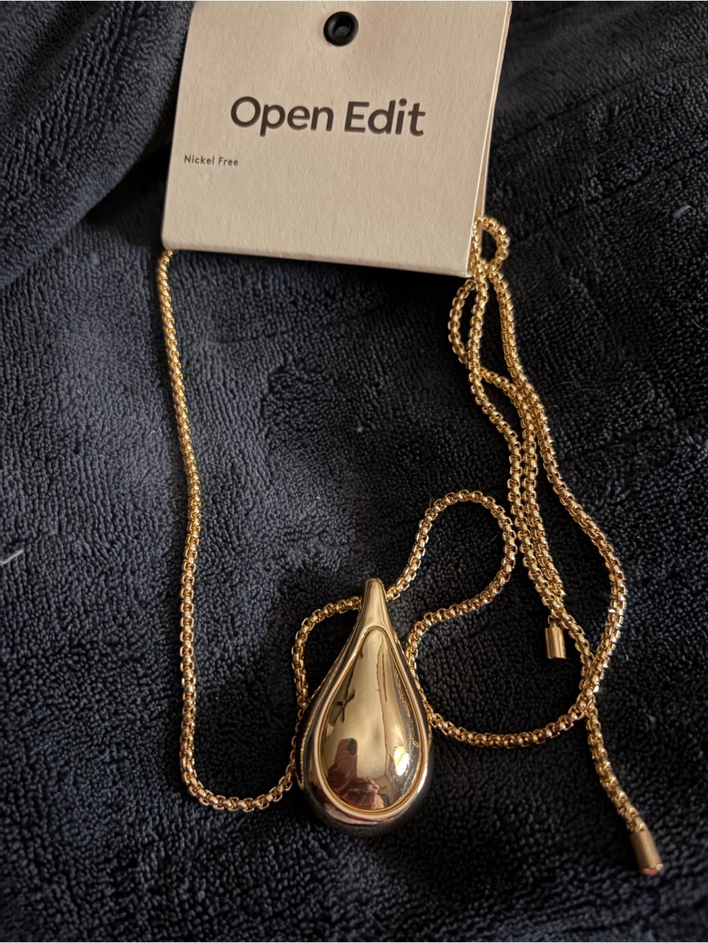 Nordstrom Open Edit Gold Teardrop Lariat Necklace